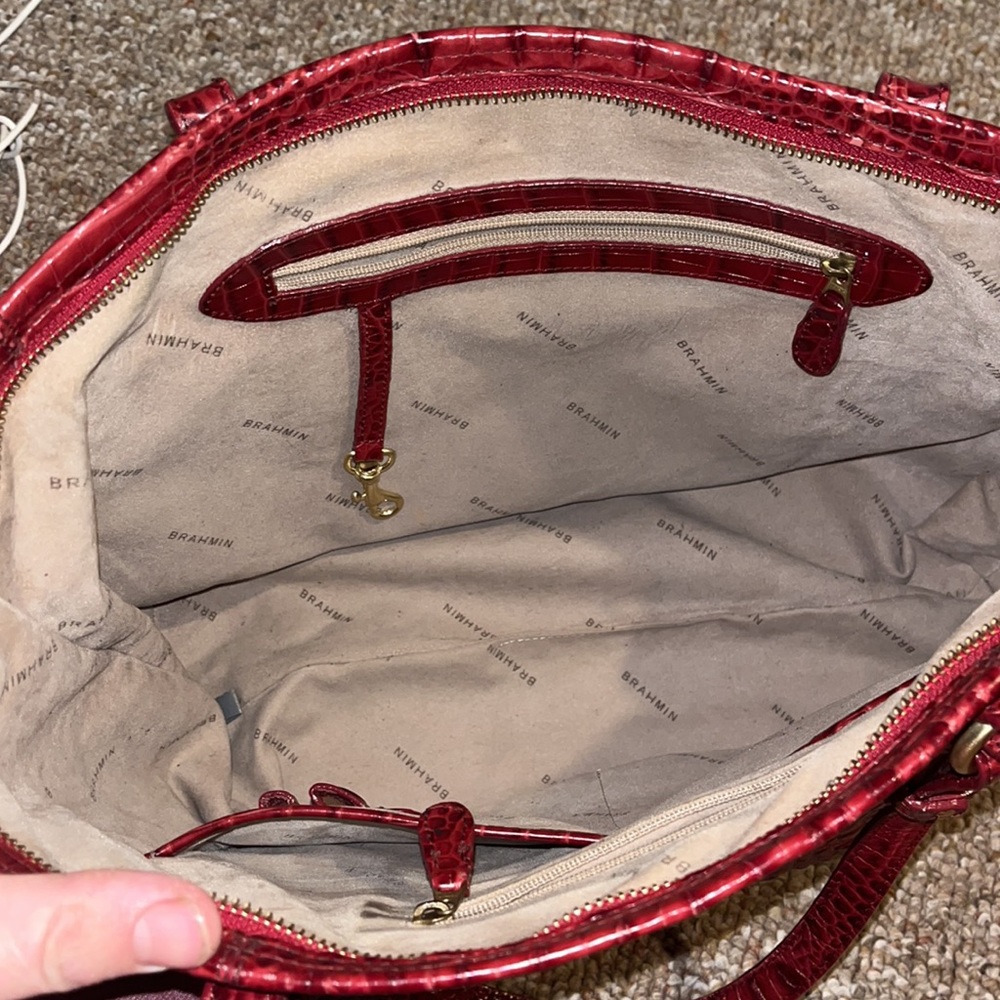 Brahmin Red Crocodile-Embossed Shoulder Bag - Picture 7 of 12